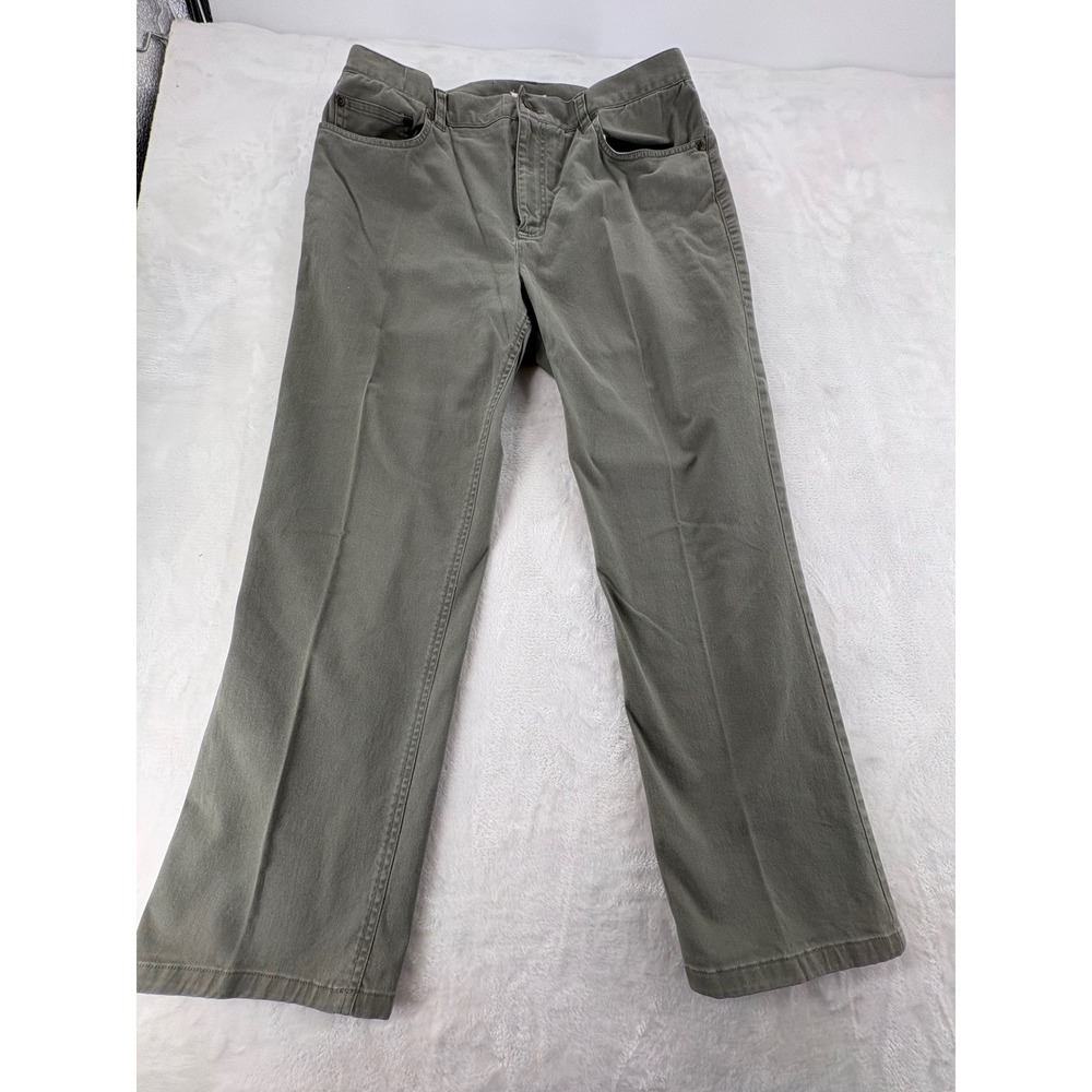 Jones New York Sport Today Jean Womens 12 Pants Olive Green Stretch Straight Leg